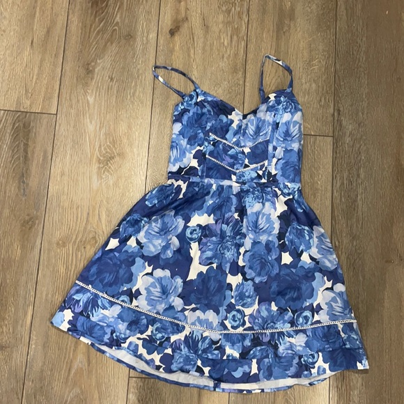 Dynamite Blue Flowered Sundress - Picture 1 of 3